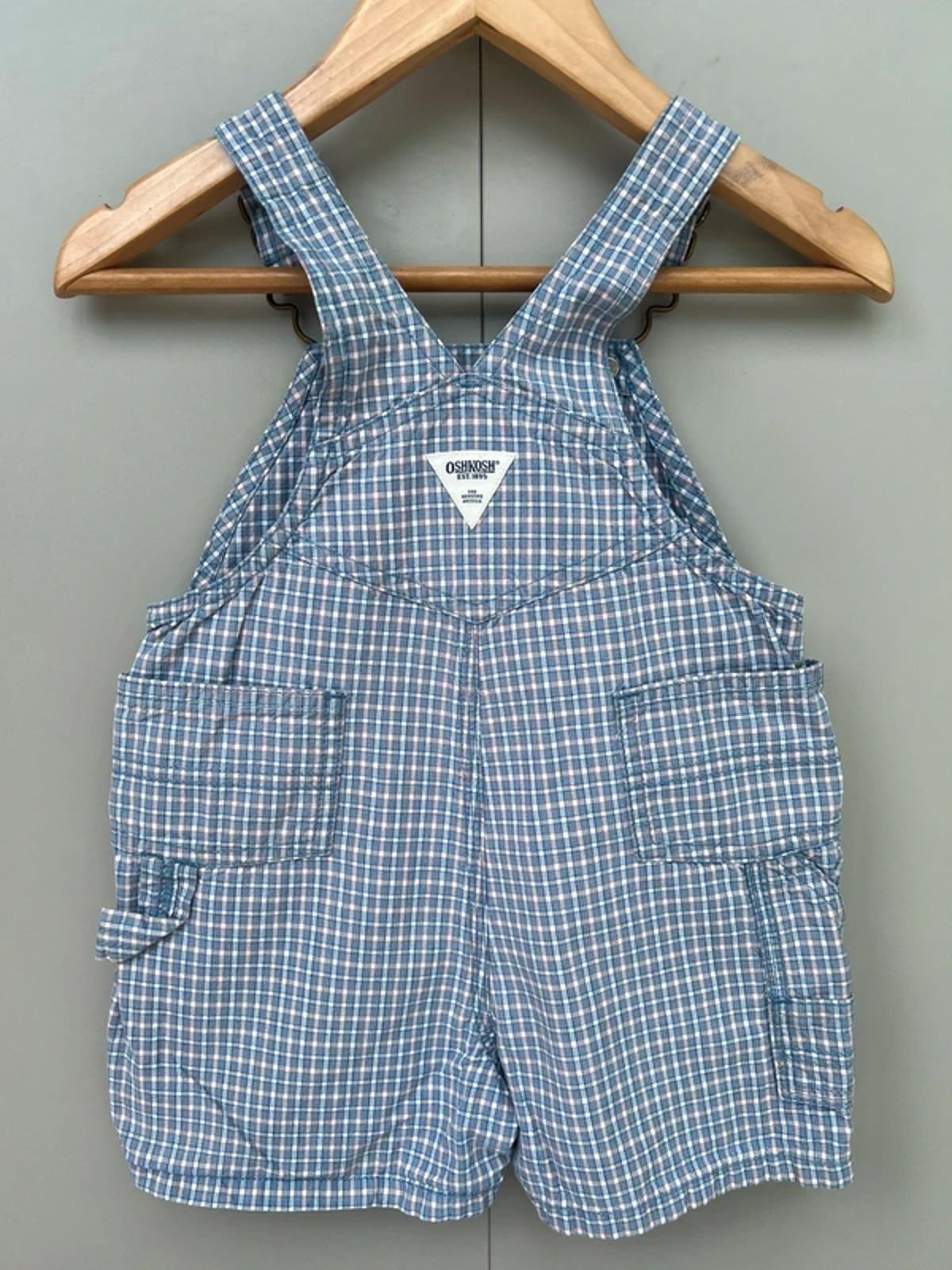 Oshkosh Vintage Hickory Shortall Dungarees 6/9M