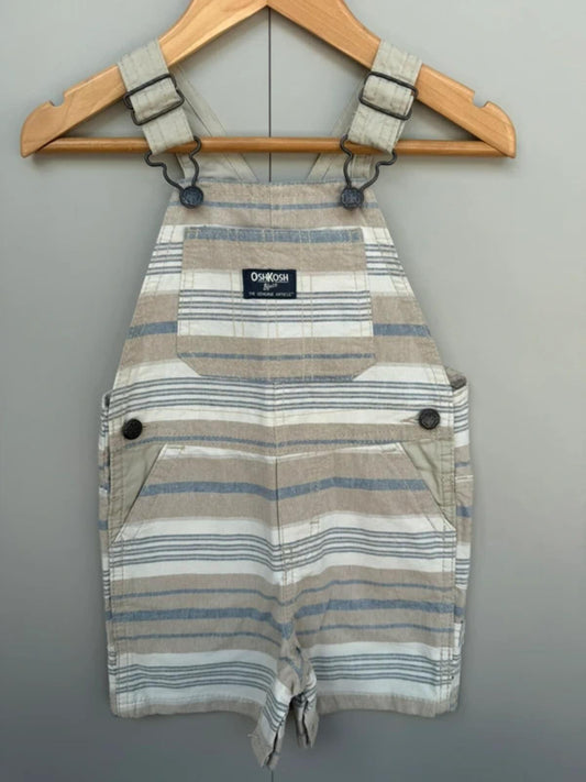 Oshkosh Beige Stripe Shortall Dungarees 18M