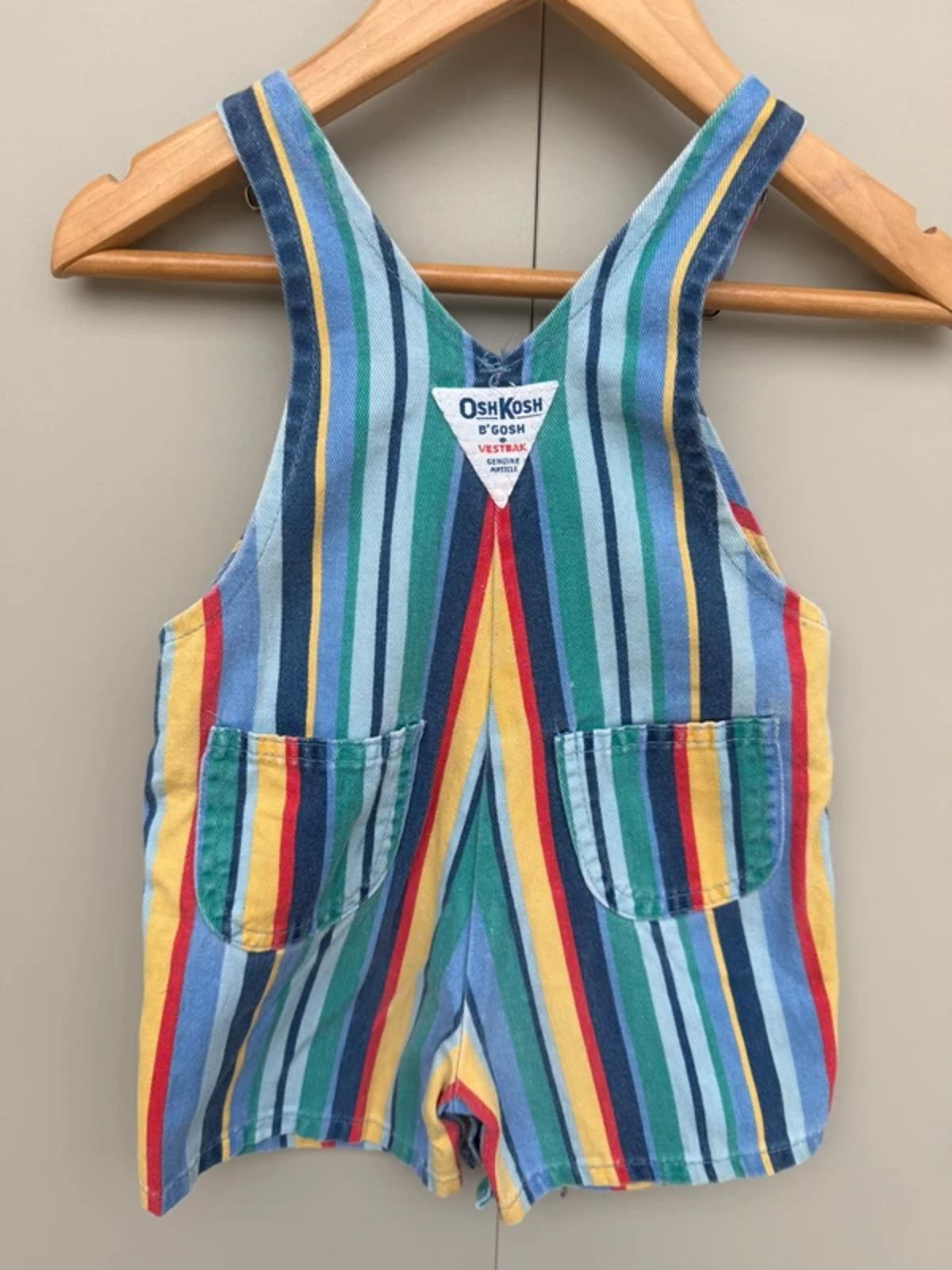 RARE Oshkosh Vintage Striped Coloured Shortall Dungarees 12M